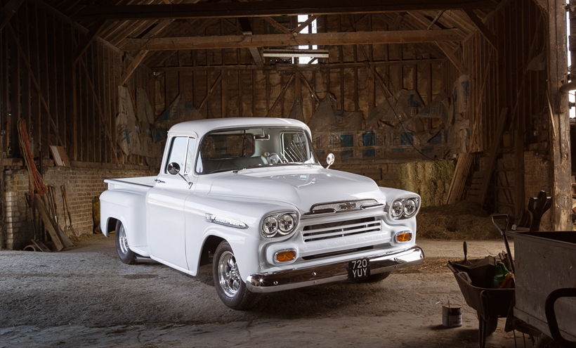 1959 Chevrolet Apache photographed by car photographer Darren Woolway for American Car Magazine