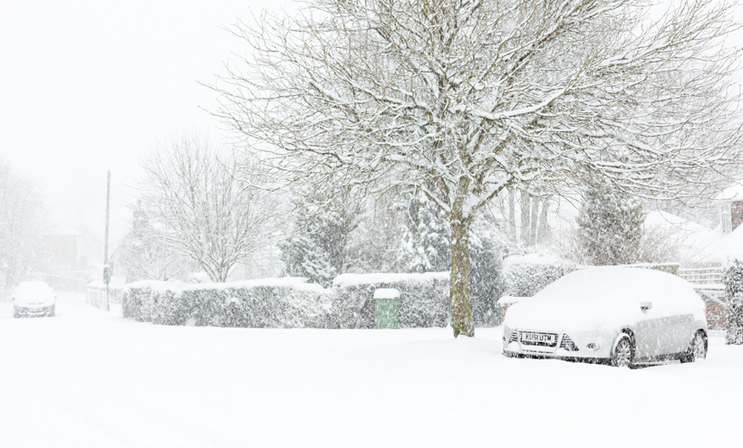 Snow Covered Car in Detling Village